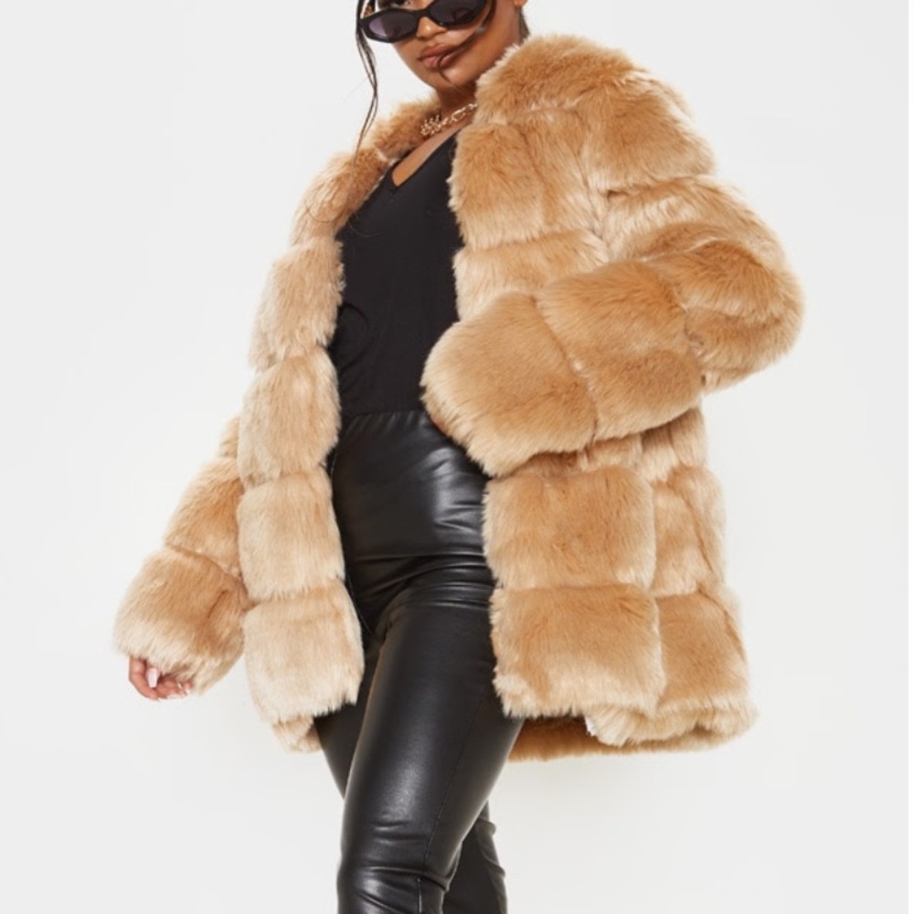 PLT Stone Faux Fur Bubble Coat